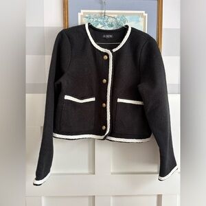J. Crew Black Blazer with White Trim Size Small